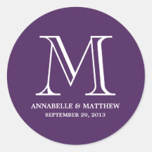 Formal Monogram Wedding Favor Label Round Stickers