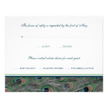 Formal Peacock Feathers RSVP Response Card Custom Announcement