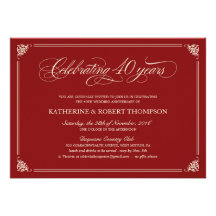 Formal Ruby 40th Anniversary Invitations