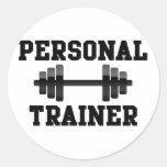 Formation noire et blanche de Dumbell d'entraîneur Autocollant Rond