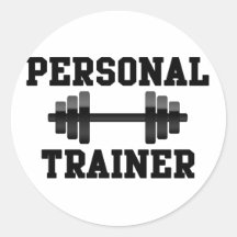 Formation noire et blanche de Dumbell d'entraîneur Autocollant Rond