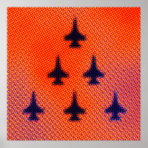 Formation of F16s in Orange. Pop Art