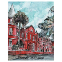 Forsyth Mansion Savannah Georgia art painting Flyers