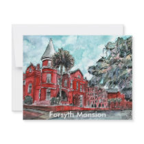 Forsyth Mansion Savannah Georgia art painting Invite