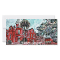 Forsyth Mansion Savannah Georgia art painting Custom Photo Card