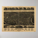 Fort Worth Texas 1886 Antique Panoramic Map