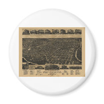 Fort Worth, Texas Birds Eye View 1886 Fridge Magnet