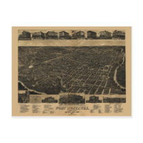 Fort Worth, Texas Birds Eye View 1886 Postcard