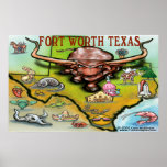 Fort Worth TEXAS Map Print