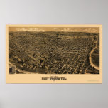 Fort Worth, TX Panoramic Map - 1891 Posters