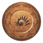 Fossil fractal mirror round sticker