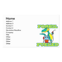 FOSSIL FUELED funny dinosaur cartoon Business Card Templates