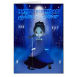 Foster Sister Happy Birthday Singing Deva Cute Car Card