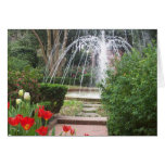 fountain and tulips card