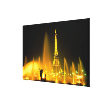 Fountain at the world famous Eiffel Tower Paris Gallery Wrapped Canvas