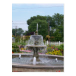 Fountain & Flowers in A Beautiful Railfan Garden Post Cards