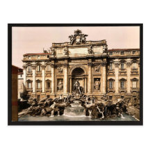 Fountain of Trevi, Rome, Italy vintage Photochrom Postcard