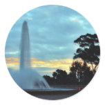 Fountains Sunrises Clouds Mornings Round Stickers