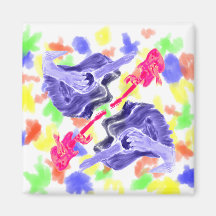 Four acoustic guitar design, pink and blue version magnets