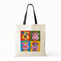 Four Animal Faces Tote Bags