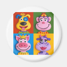 Four Animal Faces Refrigerator Magnet