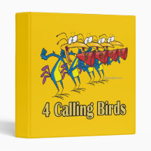four calling birds 4th fourth day of christmas 3 ring binder