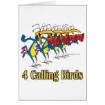 four calling birds 4th fourth day of christmas greeting card
