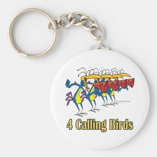 four calling birds 4th fourth day of christmas keychains