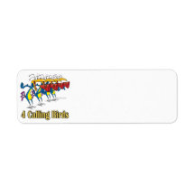 four calling birds 4th fourth day of christmas return address label