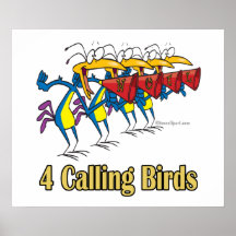 four calling birds 4th fourth day of christmas posters