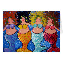 Four Chubby Mermaids Cards