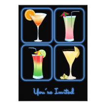 Four Cocktails in Neon Windows Invited