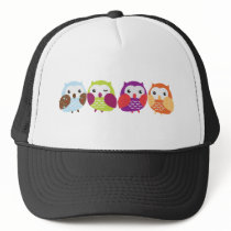 Four Colourful Owls Mesh Hat