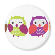 Four Colourful Owls Refrigerator Magnet