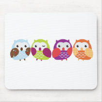 Four Colourful Owls Mousepads