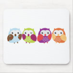 Four Colourful Owls Mousepads