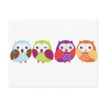 Four Colourful Owls Post Card