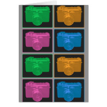 Four Colourful Retro Cameras Greeting Cards