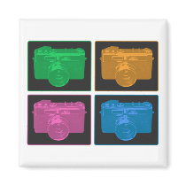 Four Colourful Retro Cameras