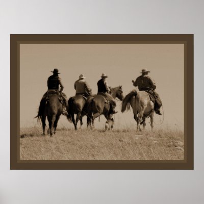 Four Cowboys Poster by bubbasbunkhouse