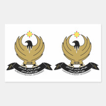 FOUR Double Kurdistan Coat of Arms Rectangular Sticker
