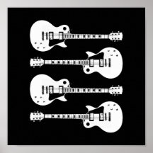 Four Electric Guitars in Black & White Print