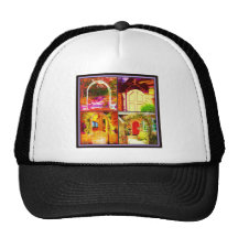 Four Floral Gates Mesh Hats