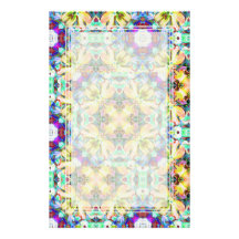 Four Flower Kaleidoscope Blank Stationery