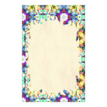 Four Flower Kaleidoscope Flame Stationery