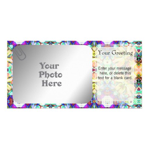 Four Flower Kaleidoscope PhotoCard Template Customized Photo Card