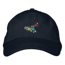 Four flowers and foliage women's embroidered hat