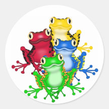 Four Frogs Tshirts and Gifts Round Stickers