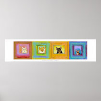 Four fun cute dogs pomeranians chihuahuas art