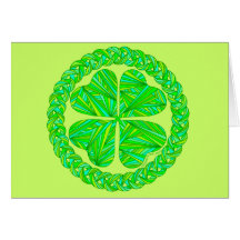 Four Leaf Clover Celtic Shamrock Note Card